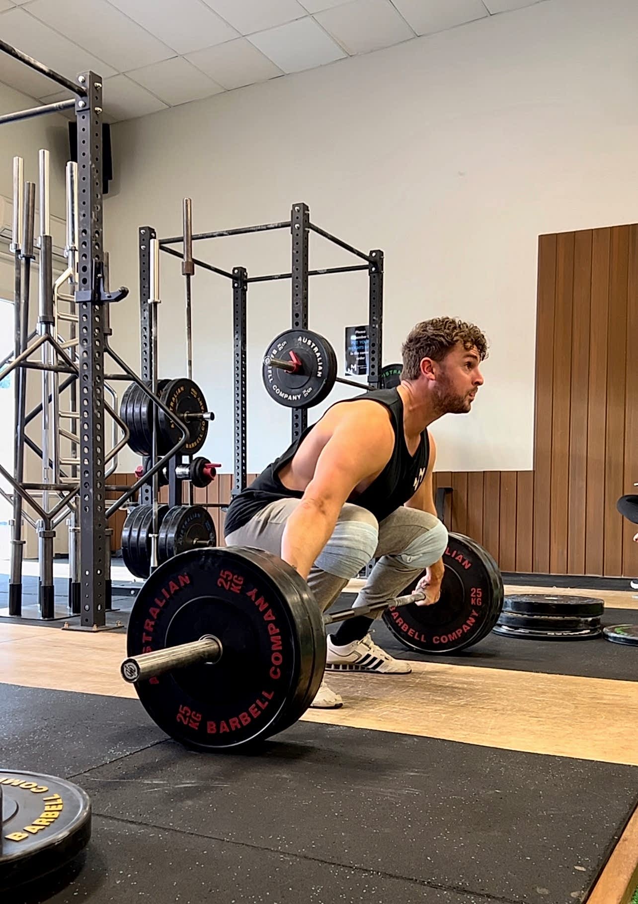 6 weight lifting platforms in our seperate lifting area, fetauring comp equipment and specialty bars.